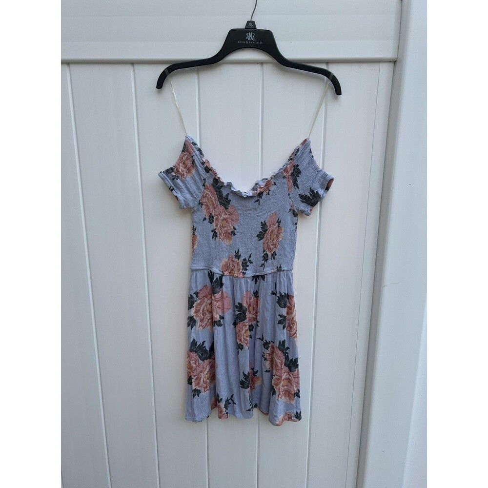 L.A. Hearts Womens Off The Shoulder Short Sleeve Floral Dress Smocked Sz Medium